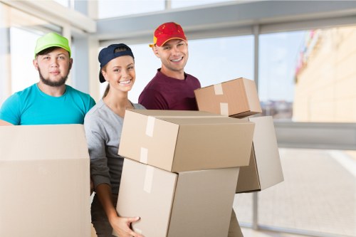 Office relocation packing services in Southgate with labeled boxes